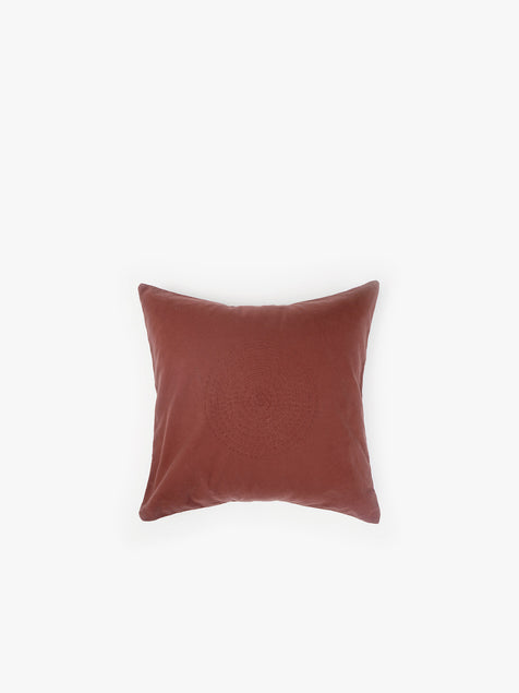 Hand Embroidered Sashiko Cushion Cover - Burgundy