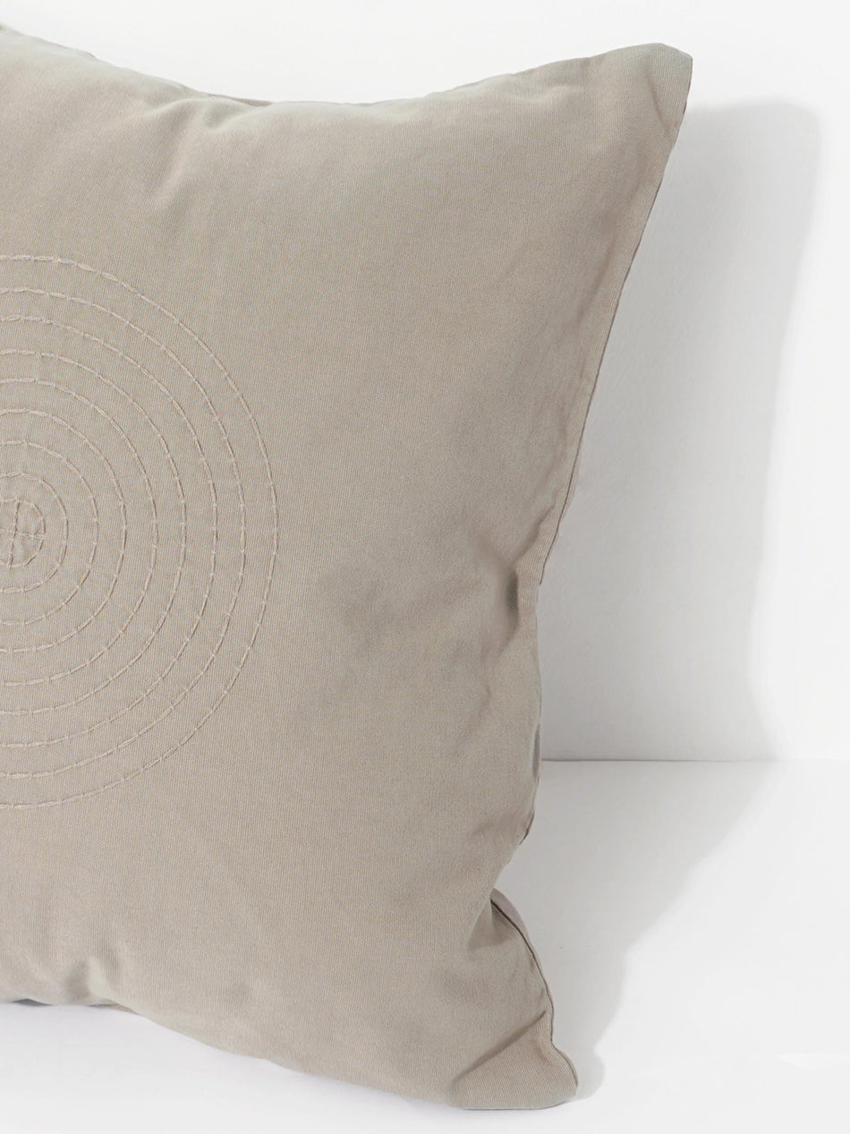 Hand Embroidered Sashiko Cushion Cover - Ash Brown