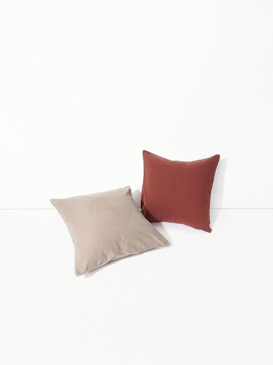 Hand Embroidered Sashiko Cushion Cover - Ash Brown