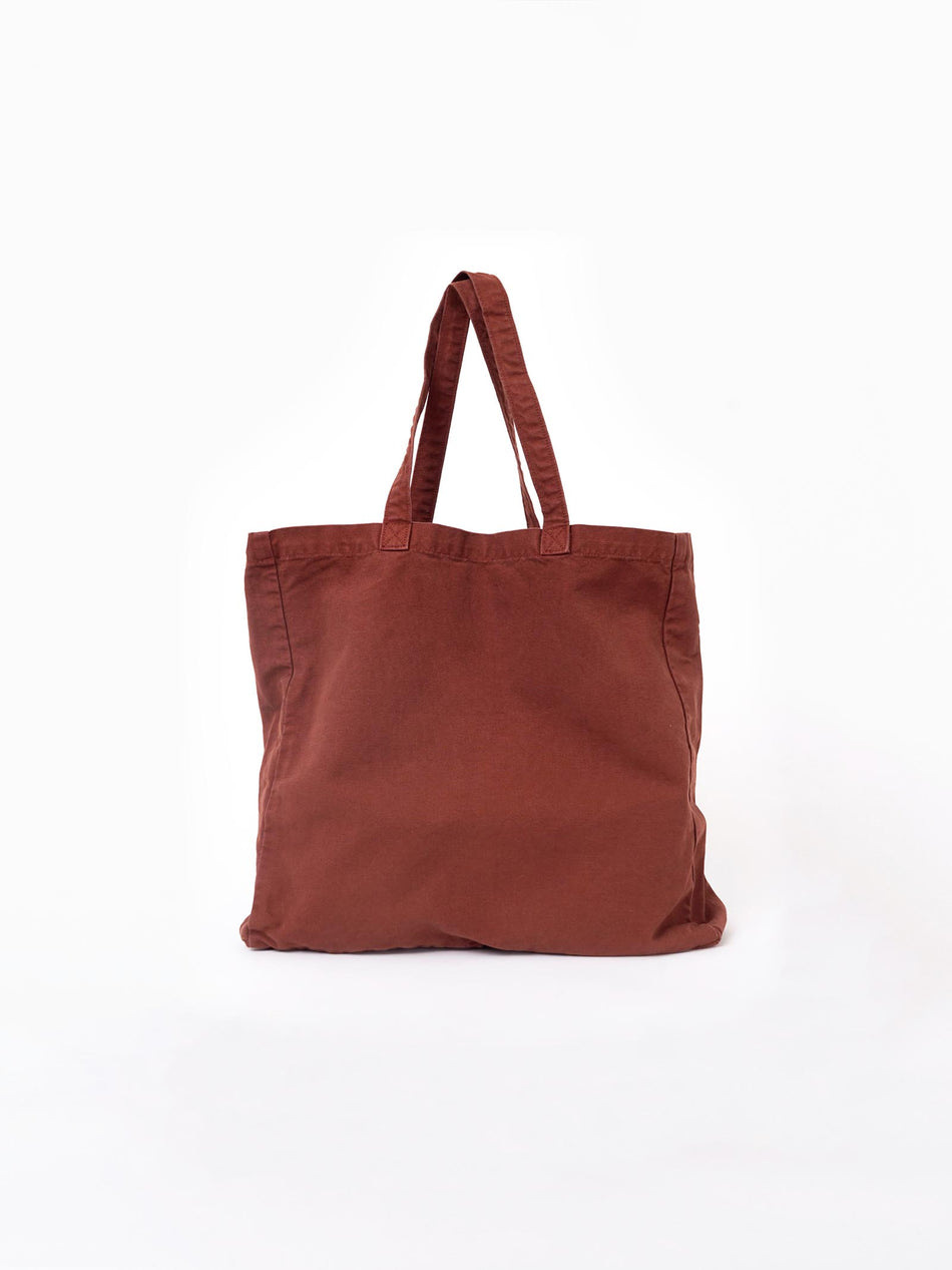 Hand Embroidered Sashiko Circle Tote Bag - Burgundy