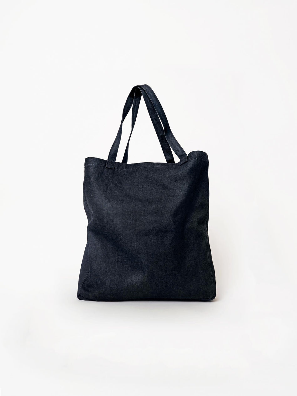 Hand Embroidered Sashiko Square Tote Bag - Indigo